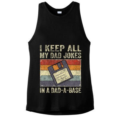 I Keep All My Dad Jokes In A DadABase Vintage Father Dad Ladies PosiCharge Tri-Blend Wicking Tank