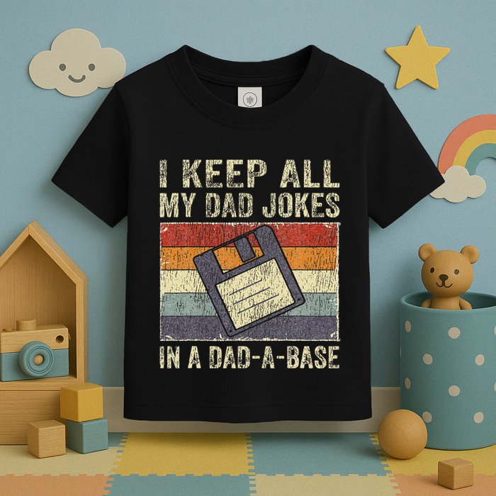 I Keep All My Dad Jokes In A DadABase Vintage Father Dad Toddler T-Shirt