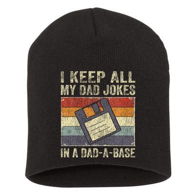 I Keep All My Dad Jokes In A DadABase Vintage Father Dad Short Acrylic Beanie