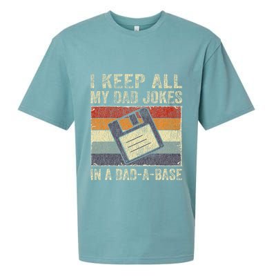 I Keep All My Dad Jokes In A DadABase Vintage Father Dad Sueded Cloud Jersey T-Shirt