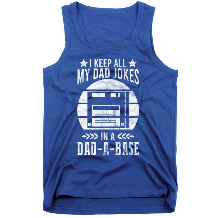 I Keep All My Dad Jokes In A Dadgiftagiftbase Vintage Dad Father Funny Gift Tank Top