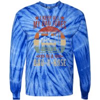 I Keep All My Dad Jokes In A Dadfunny Giftafunny Giftbase Vintage Dad Father Fun Tie-Dye Long Sleeve Shirt