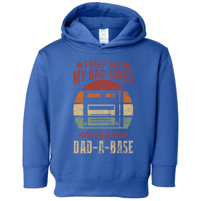 I Keep All My Dad Jokes In A Dadfunny Giftafunny Giftbase Vintage Dad Father Fun Toddler Hoodie