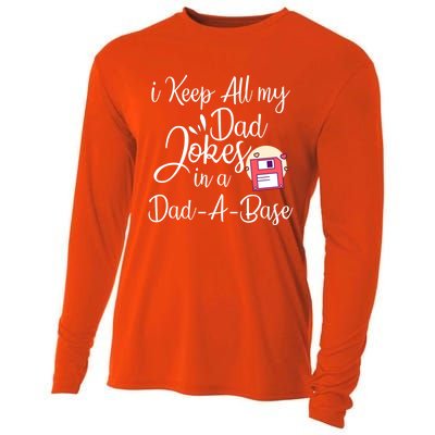 I Keep All My Dad Jokes In A Dadabase Funny Dad Jokes Great Gift Cooling Performance Long Sleeve Crew