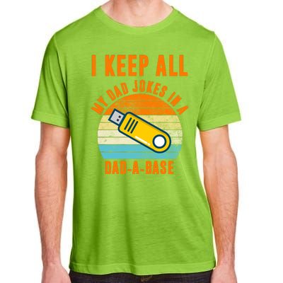 I Keep All My Dad Jokes In A Dad A Base Retro Sunset Adult ChromaSoft Performance T-Shirt