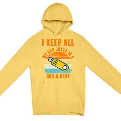 I Keep All My Dad Jokes In A Dad A Base Retro Sunset Premium Pullover Hoodie