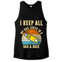 I Keep All My Dad Jokes In A Dad A Base Retro Sunset Ladies PosiCharge Tri-Blend Wicking Tank