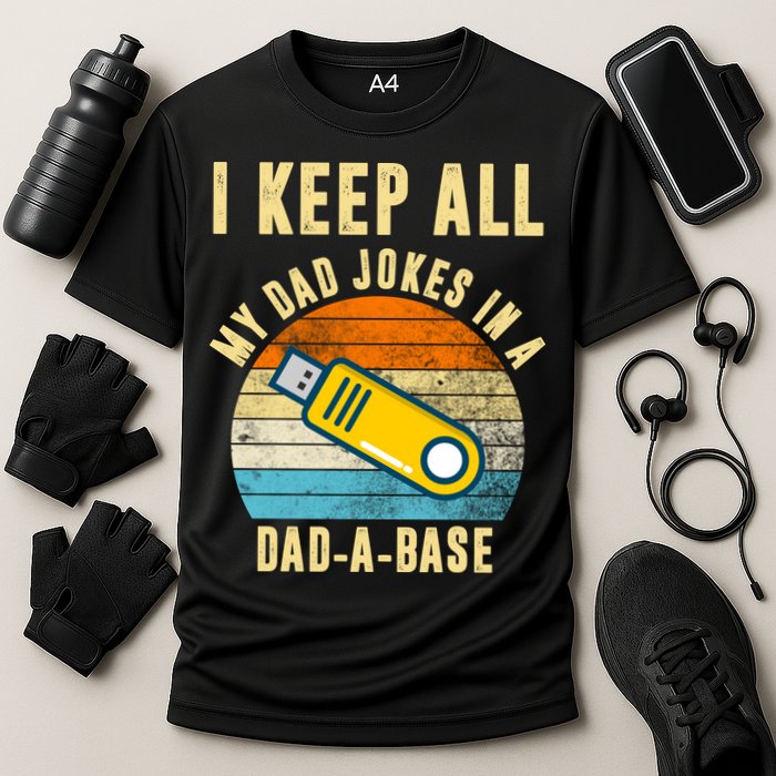 I Keep All My Dad Jokes In A Dad A Base Retro Sunset Performance Shirt
