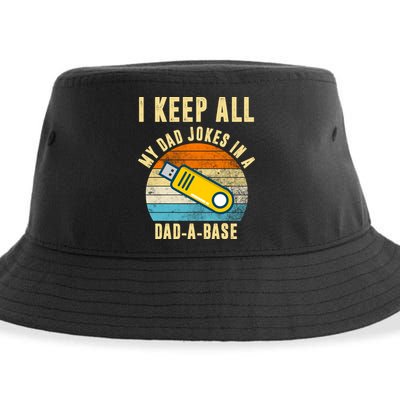 I Keep All My Dad Jokes In A Dad A Base Retro Sunset Sustainable Bucket Hat