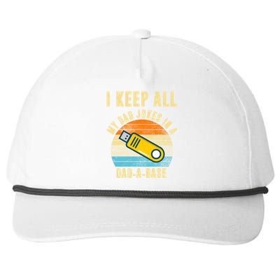 I Keep All My Dad Jokes In A Dad A Base Retro Sunset Snapback Five-Panel Rope Hat