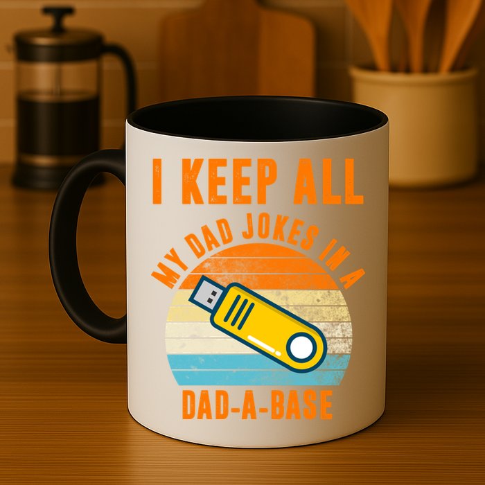 I Keep All My Dad Jokes In A Dad A Base Retro Sunset Mug