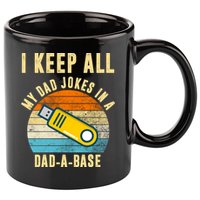 I Keep All My Dad Jokes In A Dad A Base Retro Sunset 11oz C Handle Ceramic Mug