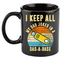 I Keep All My Dad Jokes In A Dad A Base Retro Sunset 11oz C Handle Ceramic Mug