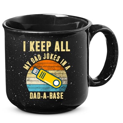 I Keep All My Dad Jokes In A Dad A Base Retro Sunset 15oz Campfire Ceramic Mug