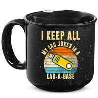 I Keep All My Dad Jokes In A Dad A Base Retro Sunset 15oz Campfire Ceramic Mug