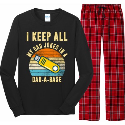 I Keep All My Dad Jokes In A Dad A Base Retro Sunset Long Sleeve Pajama Set