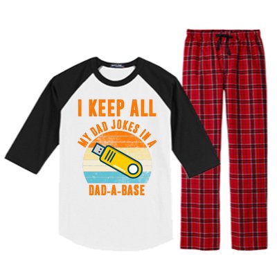 I Keep All My Dad Jokes In A Dad A Base Retro Sunset Raglan Sleeve Pajama Set