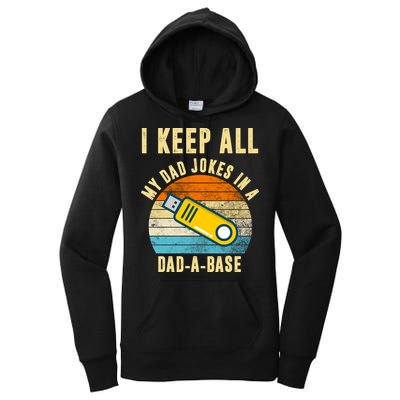 I Keep All My Dad Jokes In A Dad A Base Retro Sunset Women's Pullover Hoodie
