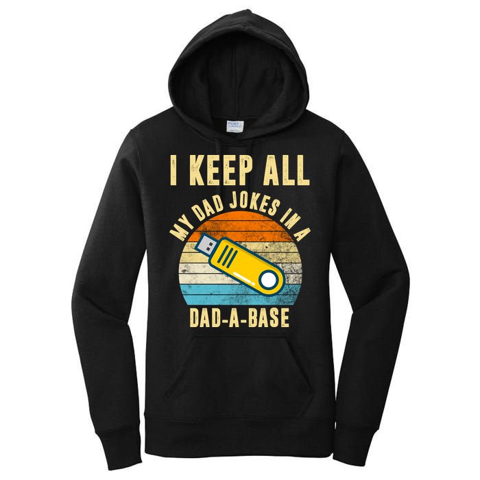 I Keep All My Dad Jokes In A Dad A Base Retro Sunset Women's Pullover Hoodie