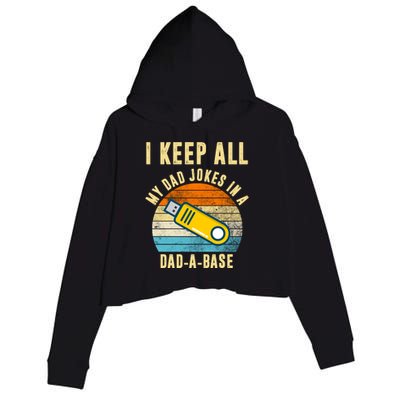 I Keep All My Dad Jokes In A Dad A Base Retro Sunset Crop Fleece Hoodie