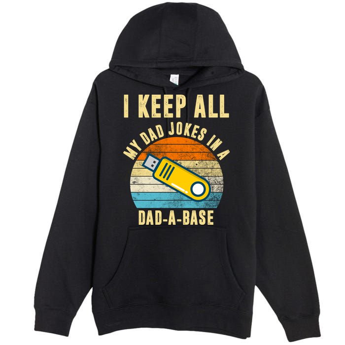 I Keep All My Dad Jokes In A Dad A Base Retro Sunset Premium Pullover Hoodie
