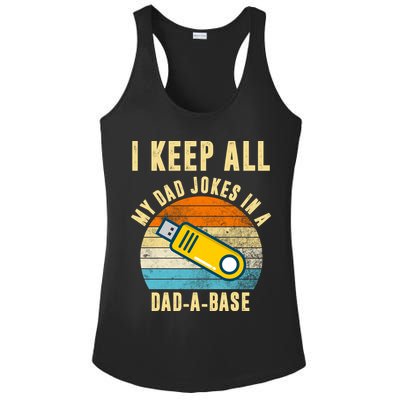 I Keep All My Dad Jokes In A Dad A Base Retro Sunset Ladies PosiCharge Competitor Racerback Tank