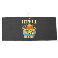 I Keep All My Dad Jokes In A Dad A Base Retro Sunset Large Microfiber Waffle Golf Towel