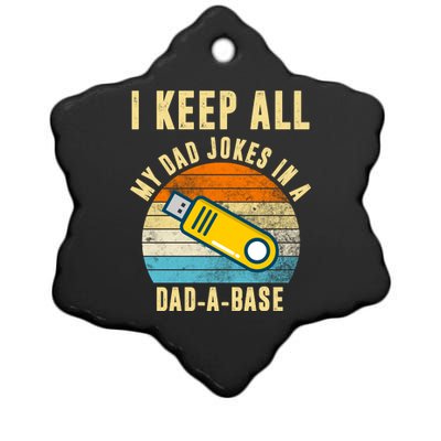 I Keep All My Dad Jokes In A Dad A Base Retro Sunset Ceramic Star Ornament