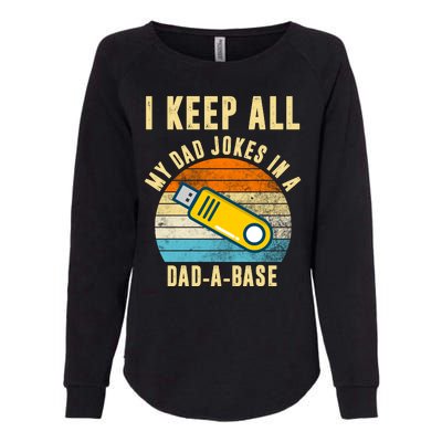 I Keep All My Dad Jokes In A Dad A Base Retro Sunset Womens California Wash Sweatshirt