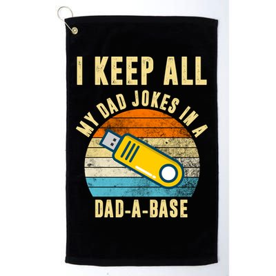 I Keep All My Dad Jokes In A Dad A Base Retro Sunset Golf Towel