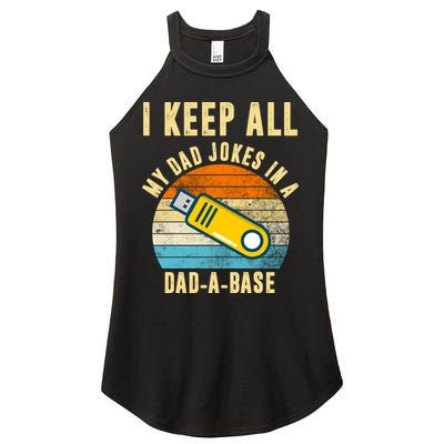 I Keep All My Dad Jokes In A Dad A Base Retro Sunset Women's Perfect Tri Rocker Tank