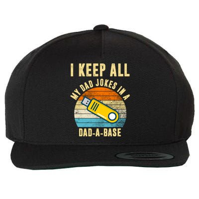 I Keep All My Dad Jokes In A Dad A Base Retro Sunset Wool Snapback Cap