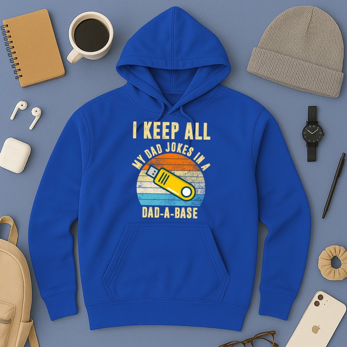 I Keep All My Dad Jokes In A Dad A Base Retro Sunset Hoodie
