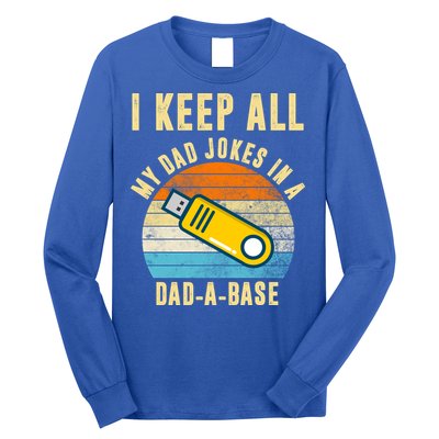 I Keep All My Dad Jokes In A Dad A Base Retro Sunset Long Sleeve Shirt