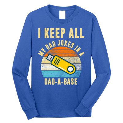 I Keep All My Dad Jokes In A Dad A Base Retro Sunset Long Sleeve Shirt