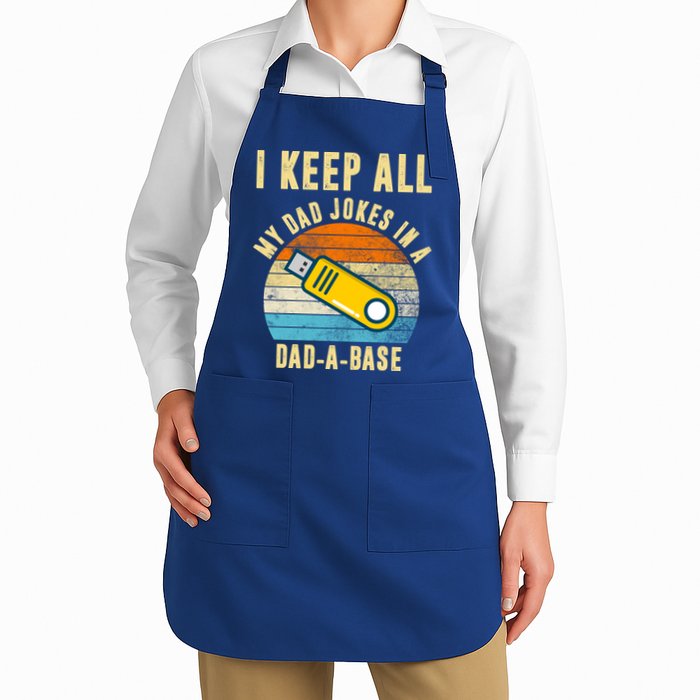 I Keep All My Dad Jokes In A Dad A Base Retro Sunset Apron