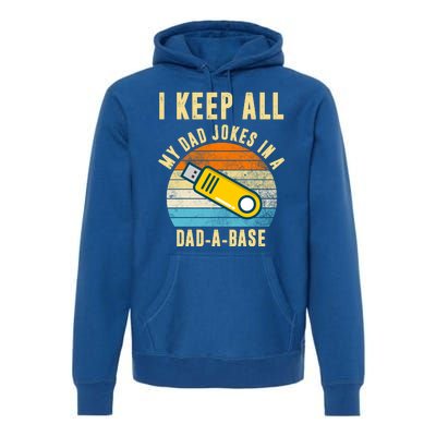 I Keep All My Dad Jokes In A Dad A Base Retro Sunset Premium Hoodie