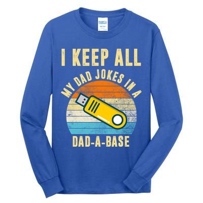 I Keep All My Dad Jokes In A Dad A Base Retro Sunset Tall Long Sleeve T-Shirt