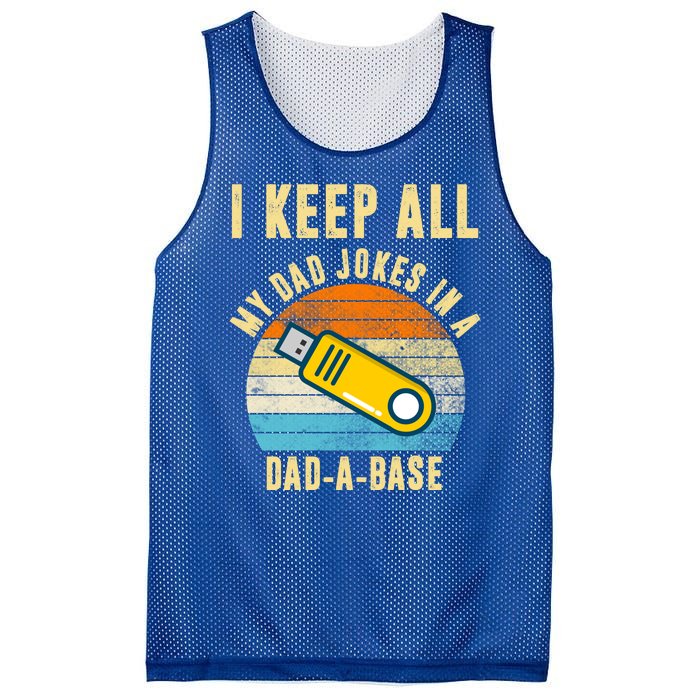 I Keep All My Dad Jokes In A Dad A Base Retro Sunset Mesh Reversible Basketball Jersey Tank