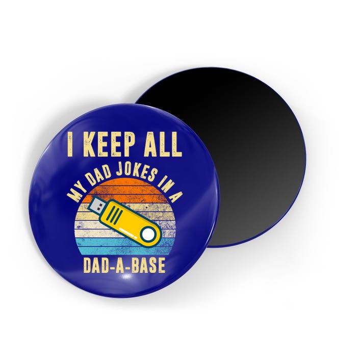 I Keep All My Dad Jokes In A Dad A Base Retro Sunset Magnet