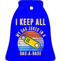 I Keep All My Dad Jokes In A Dad A Base Retro Sunset Ceramic Bell Ornament