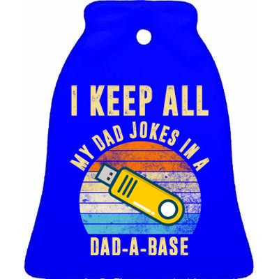 I Keep All My Dad Jokes In A Dad A Base Retro Sunset Ceramic Bell Ornament