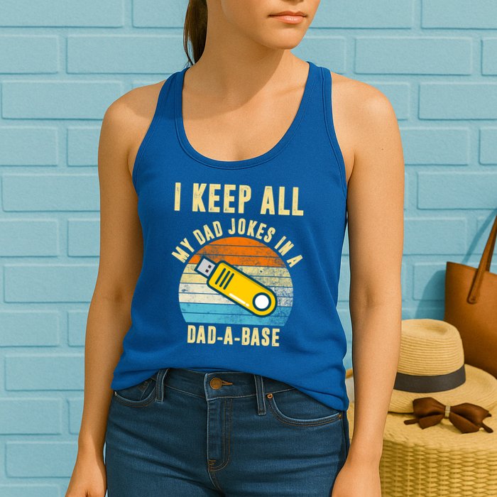 I Keep All My Dad Jokes In A Dad A Base Retro Sunset Womens Tank Top
