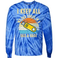 I Keep All My Dad Jokes In A Dad A Base Retro Sunset Tie-Dye Long Sleeve Shirt