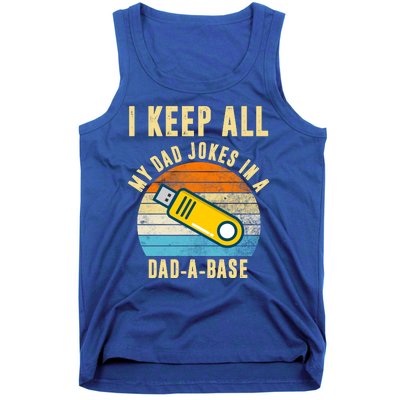 I Keep All My Dad Jokes In A Dad A Base Retro Sunset Tank Top