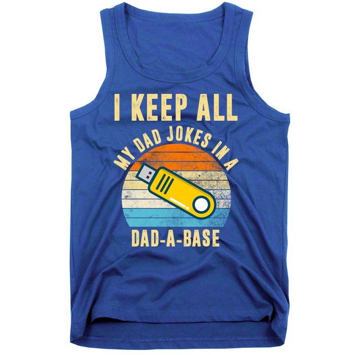 I Keep All My Dad Jokes In A Dad A Base Retro Sunset Tank Top