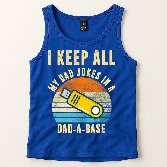 I Keep All My Dad Jokes In A Dad A Base Retro Sunset Tank Top