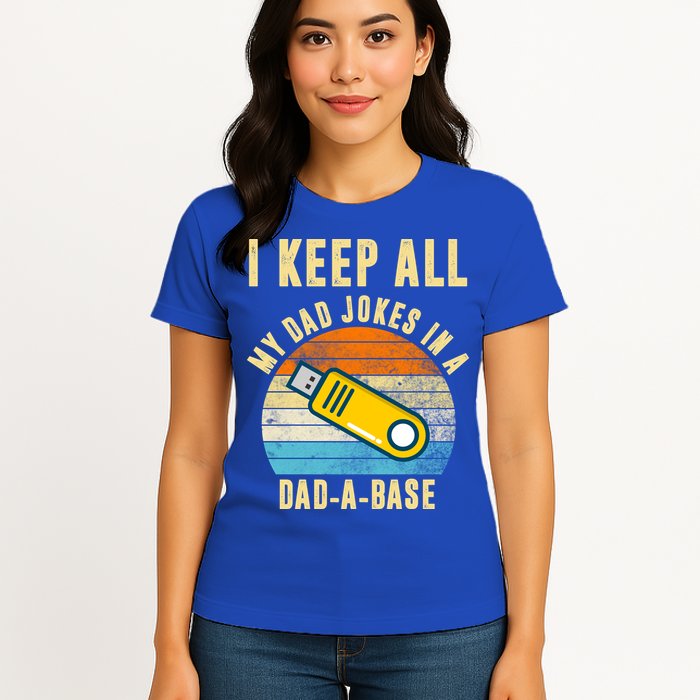 I Keep All My Dad Jokes In A Dad A Base Retro Sunset Womens T-Shirt