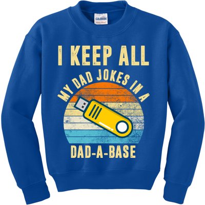 I Keep All My Dad Jokes In A Dad A Base Retro Sunset Kids Sweatshirt