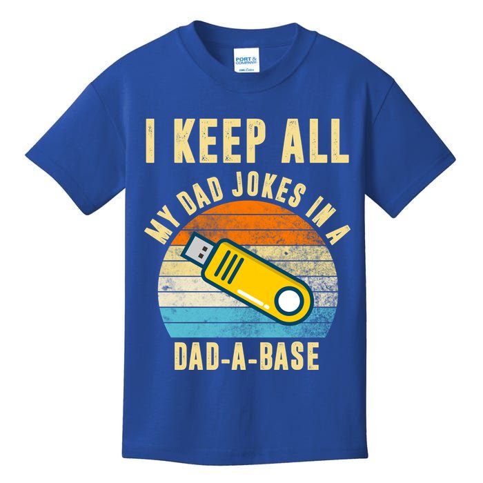 I Keep All My Dad Jokes In A Dad A Base Retro Sunset Kids T-Shirt